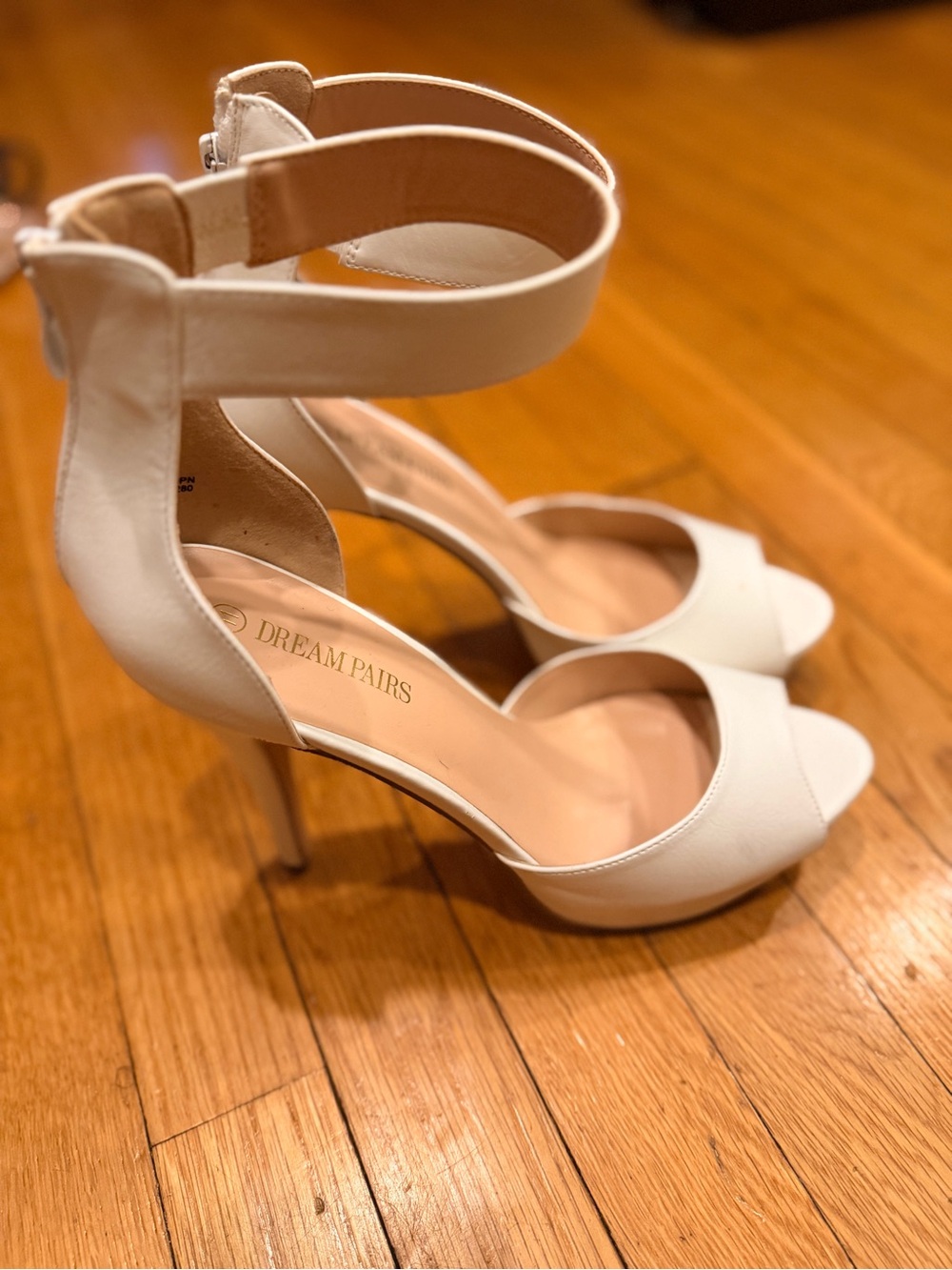 Dream Pairs White Open-Toe Ankle-Strap Stiletto Heels